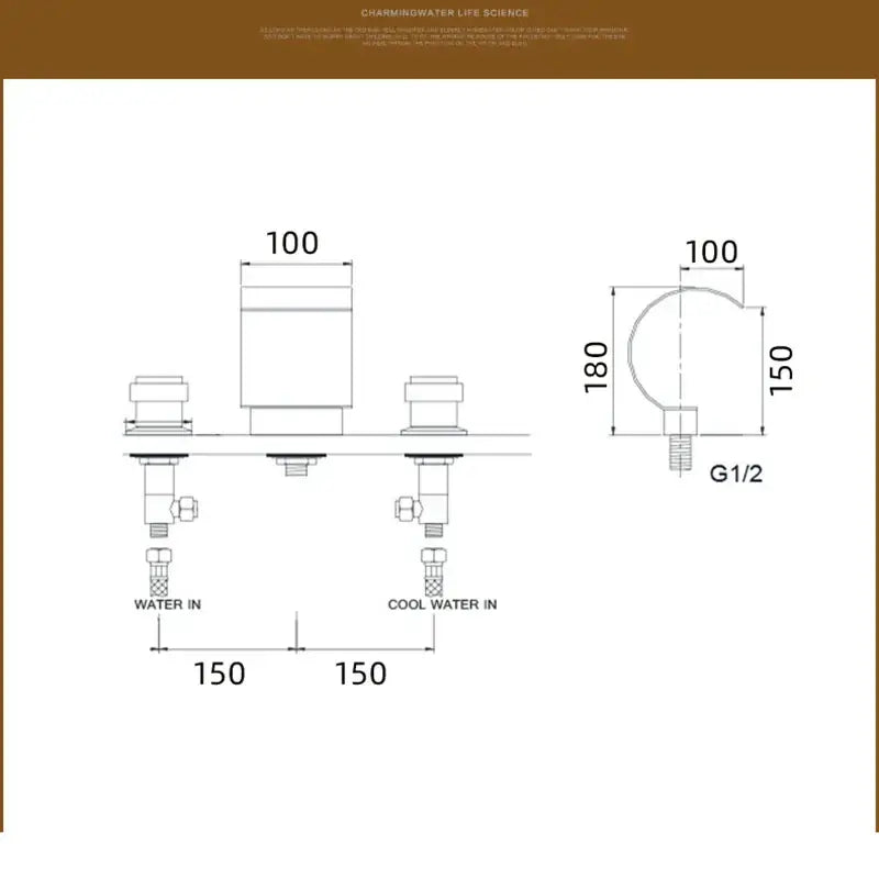 Gold waterfall double handle basin faucet bathroom crystal knob