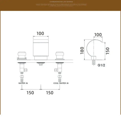 Gold waterfall double handle basin faucet bathroom crystal knob