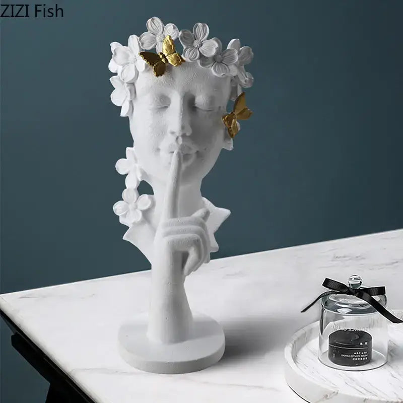 Gold white and black garland figure resin sculpture living room decor