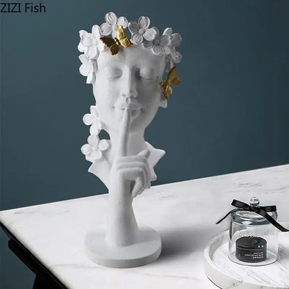 Gold white and black garland figure resin sculpture living room decor