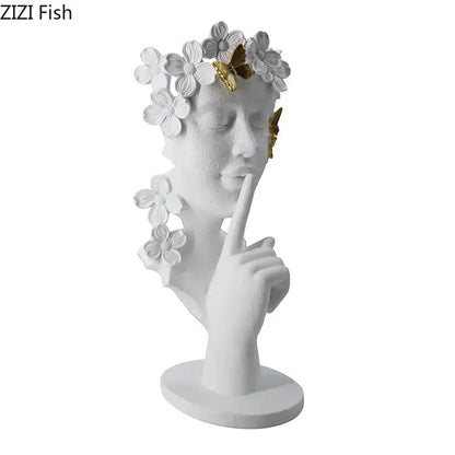 Gold white and black garland figure resin sculpture living room decor