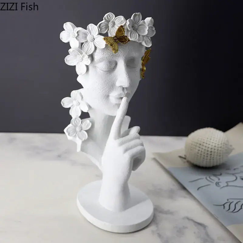 Gold white and black garland figure resin sculpture living room decor
