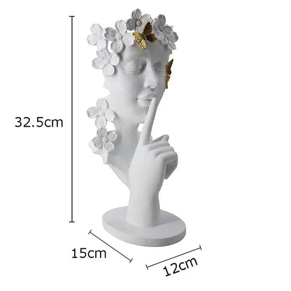 Gold white and black garland figure resin sculpture living room decor