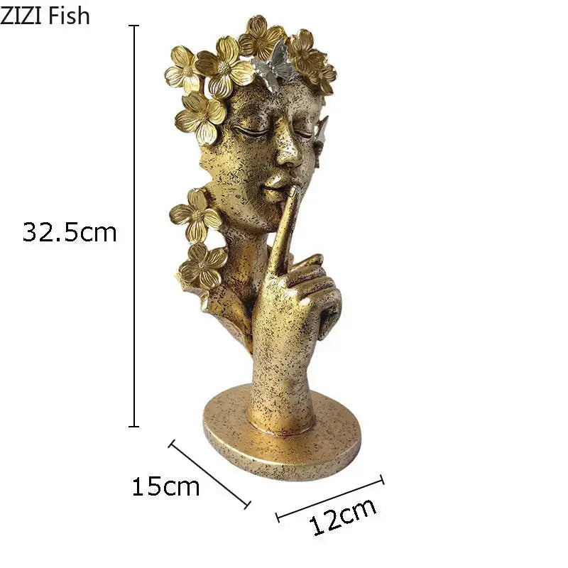 Gold white and black garland figure resin sculpture living room decor