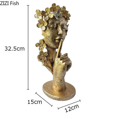 Gold white and black garland figure resin sculpture living room decor