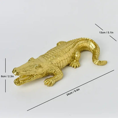 Gold white & rainbow crocodile resin sculpture desk living room decor