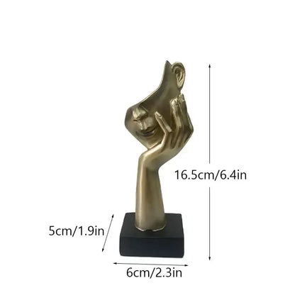 Golden abstract mask statue for home office decor