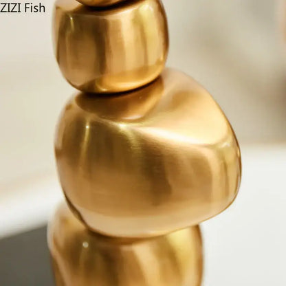 Golden alloy stone pile candle holder living room ornament