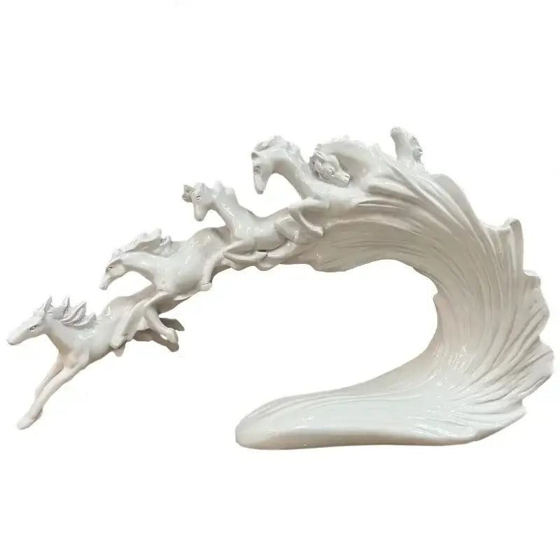Golden and blue galloping horse luxury sculpture living room decor