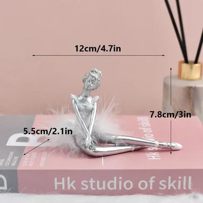 Golden and white ballet girl resin figurine bedroom desktop decor