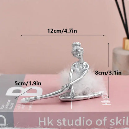 Golden and white ballet girl resin figurine bedroom desktop decor