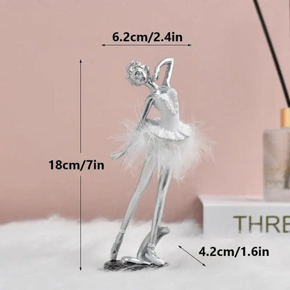 Golden and white ballet girl resin figurine bedroom desktop decor