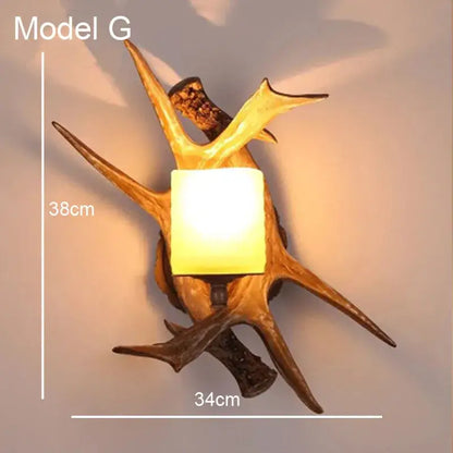 Golden antler deer horn wall lamp living room candle sconce