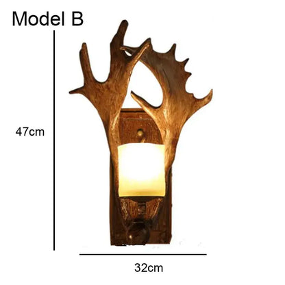 Golden antler deer horn wall lamp living room candle sconce