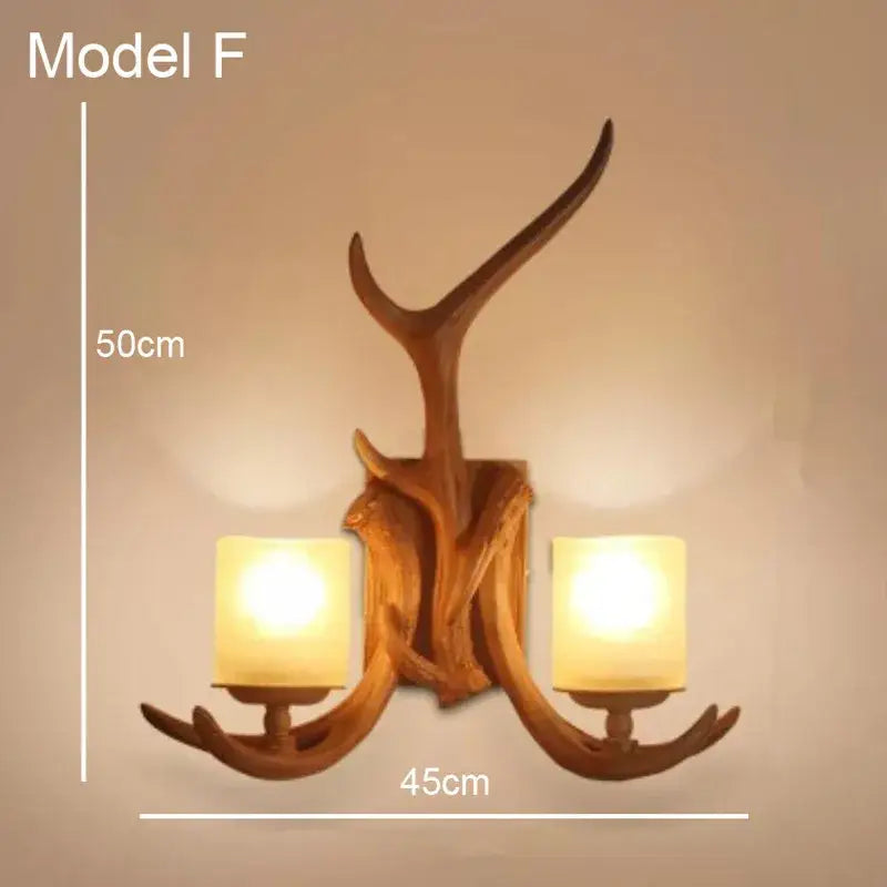 Golden antler deer horn wall lamp living room candle sconce
