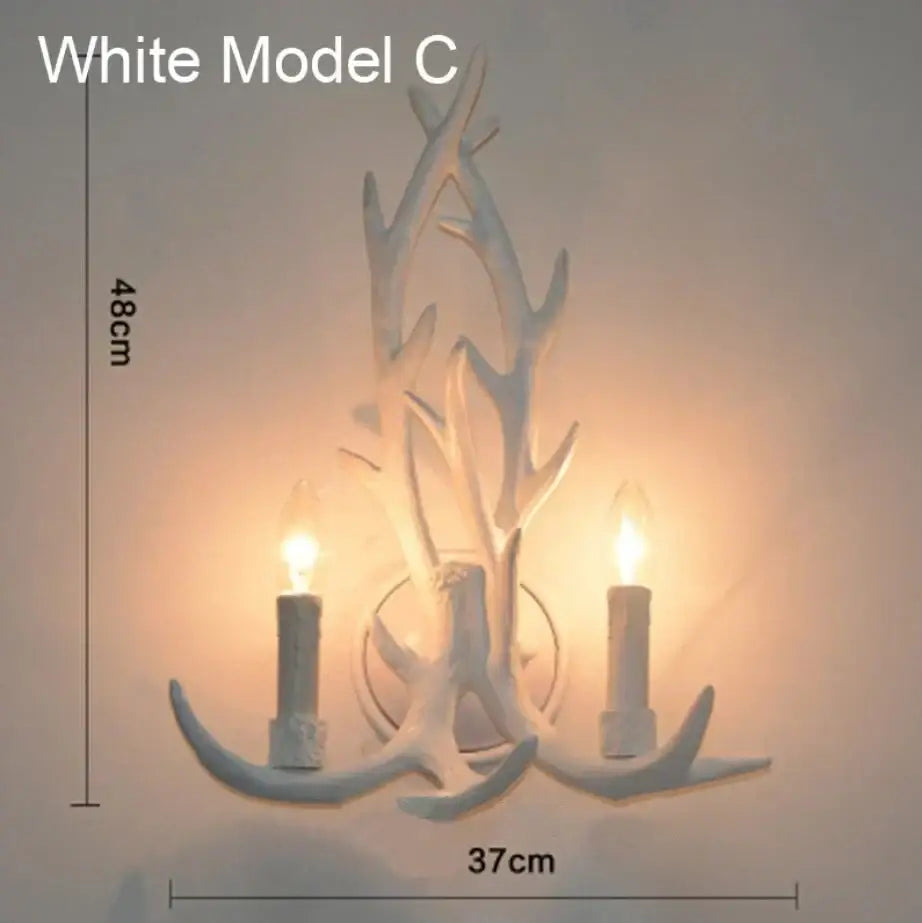Golden antler deer horn wall lamp living room candle sconce