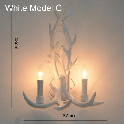Golden antler deer horn wall lamp living room candle sconce