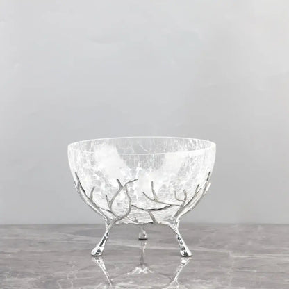 Golden antler glass fruit plate dining room centerpiece bowl