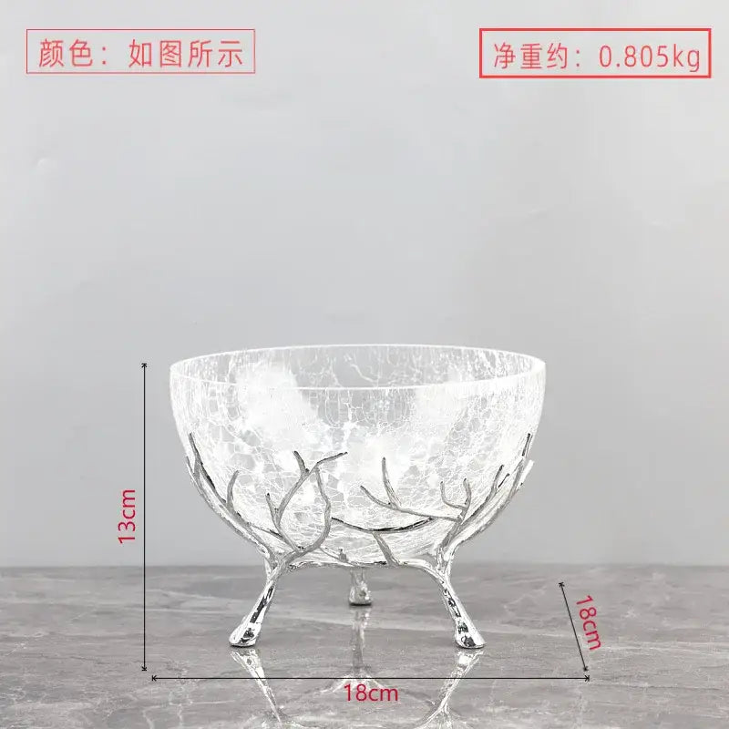 Golden antler glass fruit plate dining room centerpiece bowl
