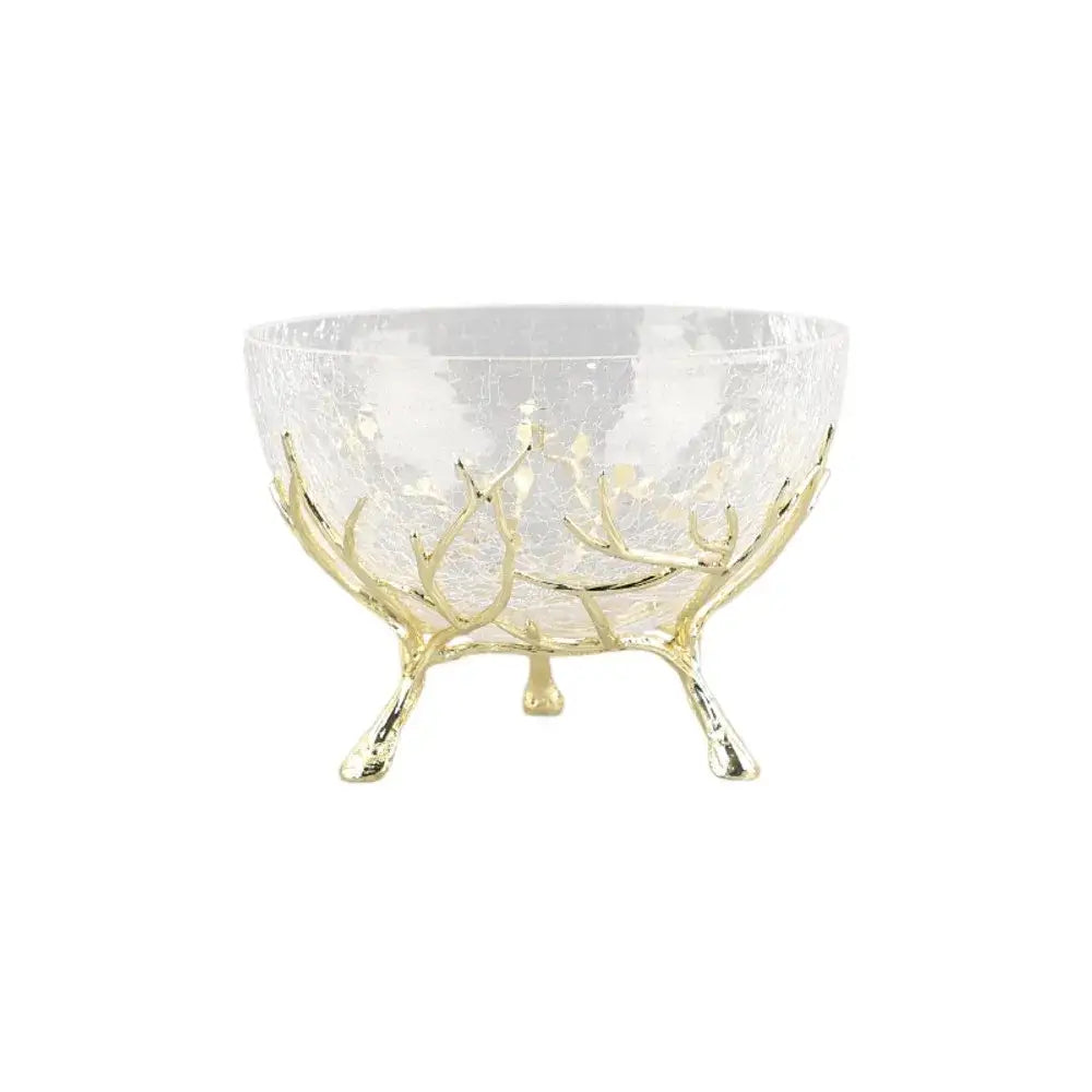 Golden antler glass fruit plate dining room centerpiece bowl