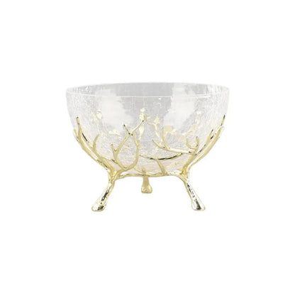 Golden antler glass fruit plate dining room centerpiece bowl