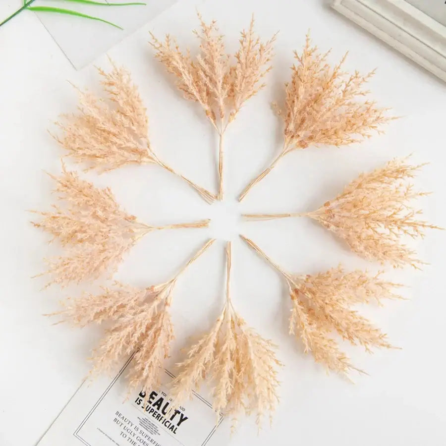 Golden artificial autumn branches set living room decor