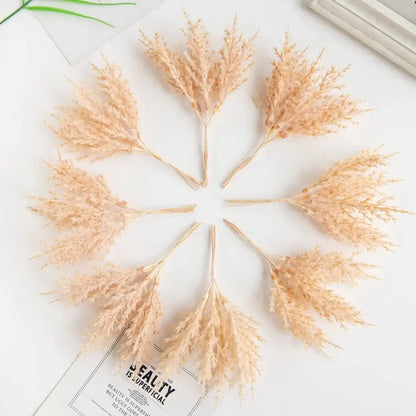 Golden artificial autumn branches set living room decor