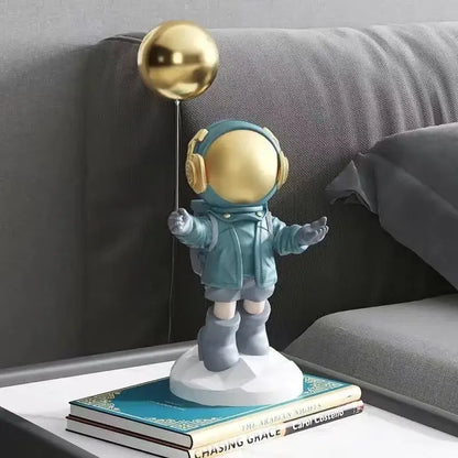 Golden astronaut resin home decor balloon figurine living room statue
