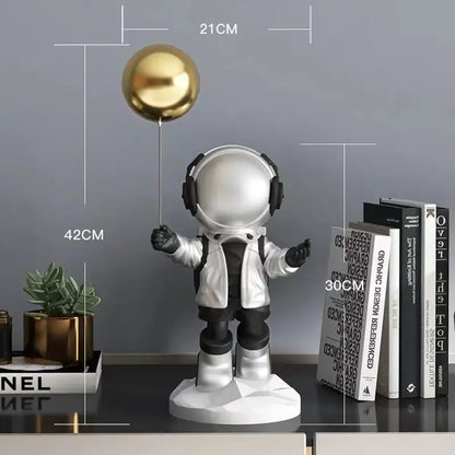 Golden astronaut resin home decor balloon figurine living room statue