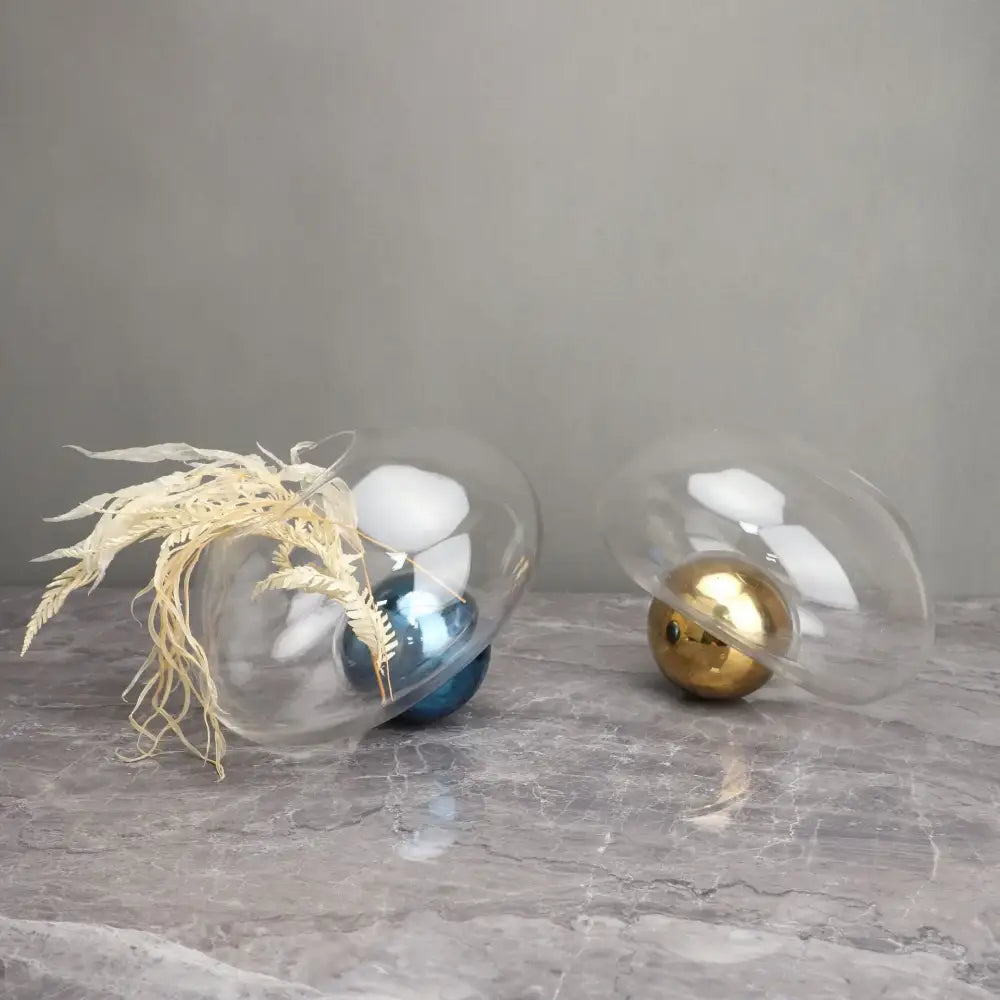 Golden ball glass vase blue and gold living room hydroponic decor