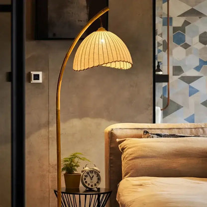Golden bamboo shaped led floor lamp with marble base for living room