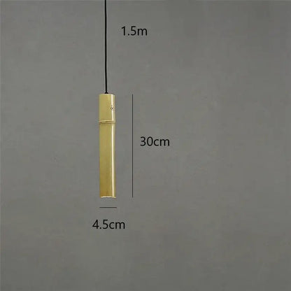 Golden bamboo tube pendant lights – dining room adjustable wire