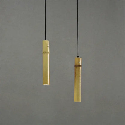 Golden bamboo tube pendant lights – dining room adjustable wire