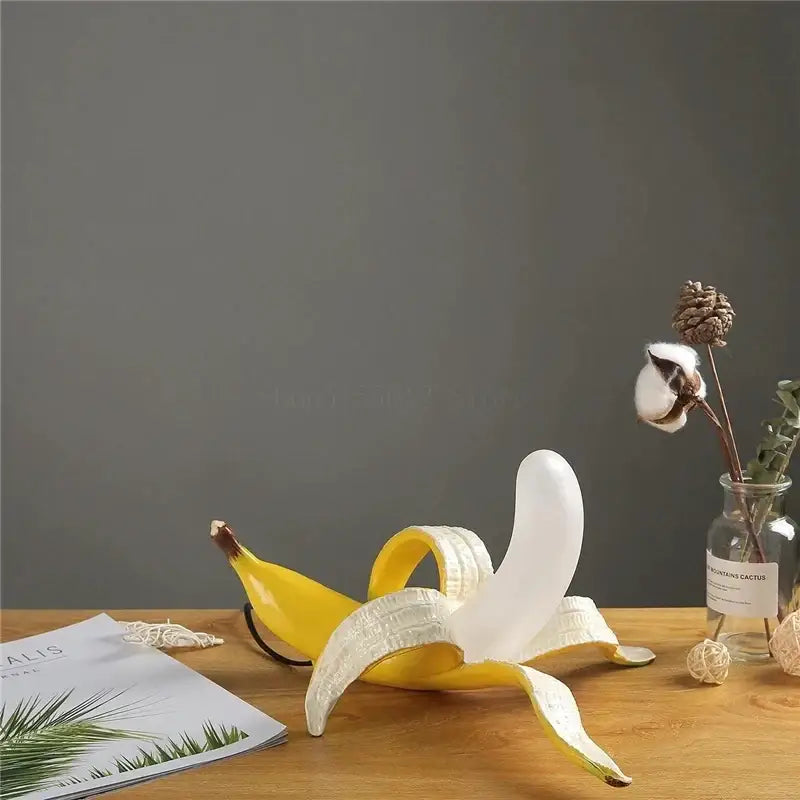 Golden banana glass lampshade night light bedroom decor