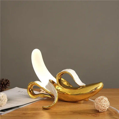 Golden banana glass lampshade night light bedroom decor