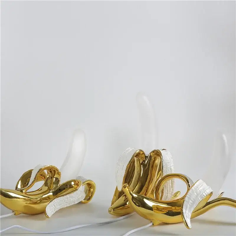 Golden banana glass lampshade night light bedroom decor