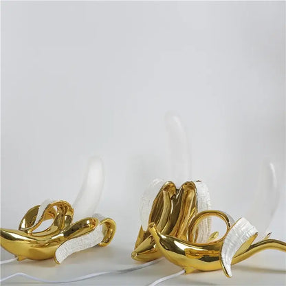 Golden banana glass lampshade night light bedroom decor