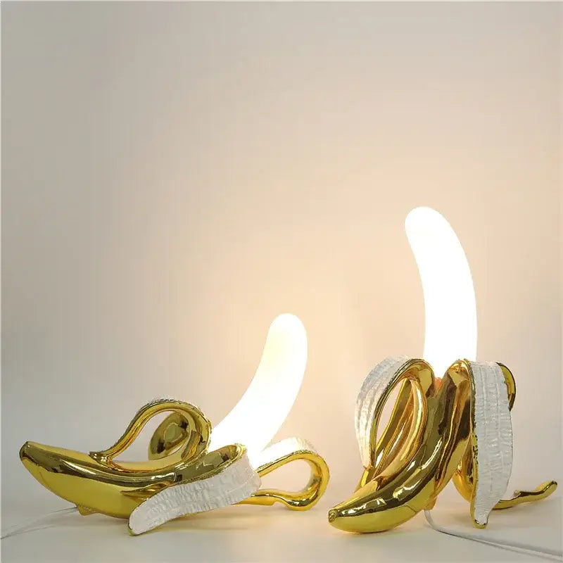 Golden banana glass lampshade night light bedroom decor
