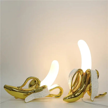 Golden banana glass lampshade night light bedroom decor