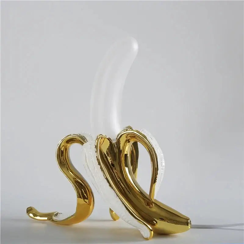 Golden banana glass lampshade night light bedroom decor