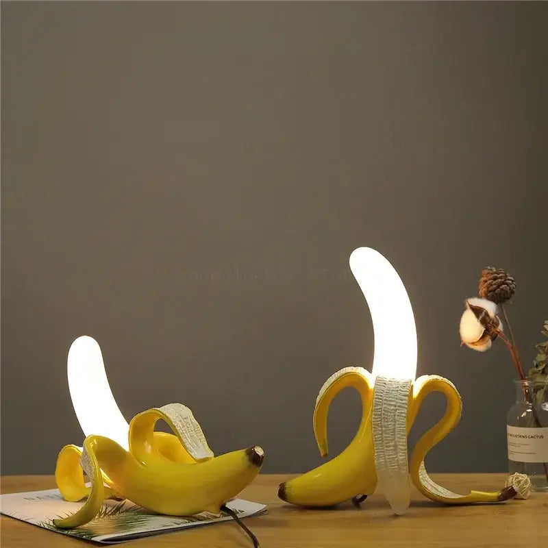 Golden banana glass lampshade night light bedroom decor