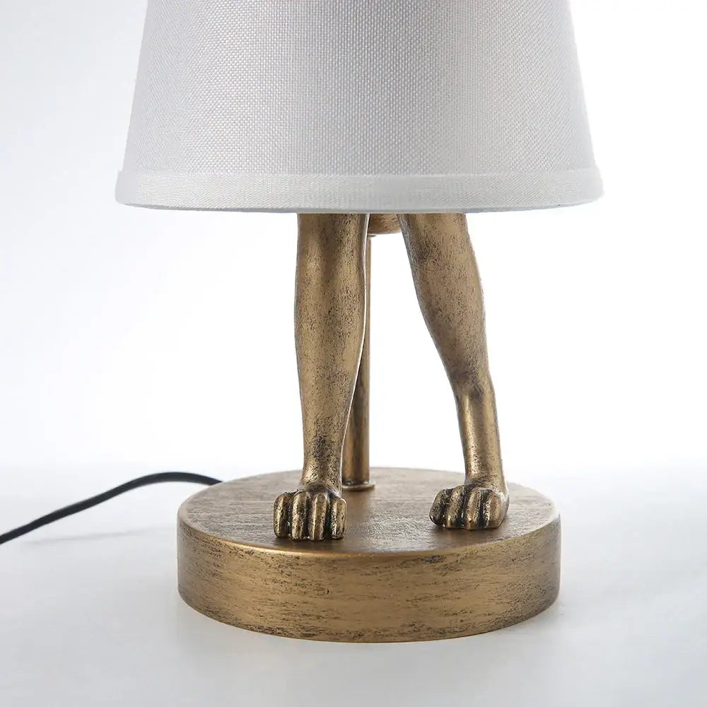 Golden bathing rabbit resin table lamp bedroom decor