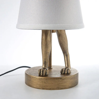 Golden bathing rabbit resin table lamp bedroom decor