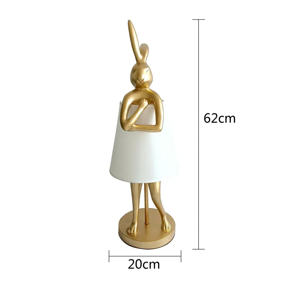 Golden bathing rabbit resin table lamp bedroom decor