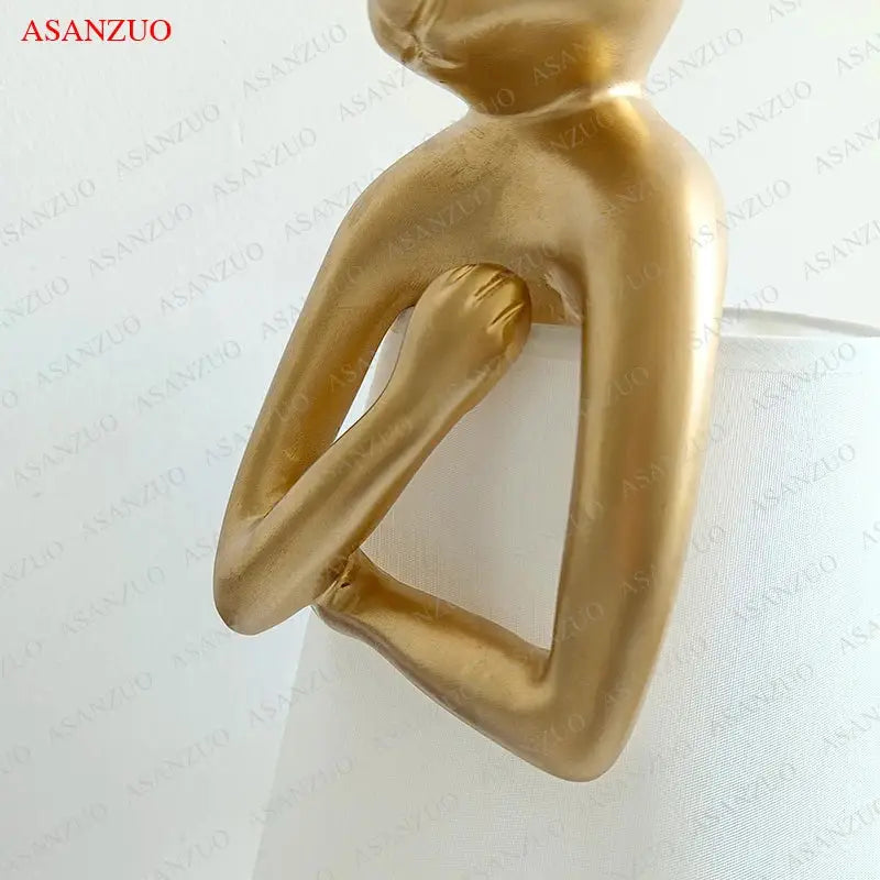 Golden bathing rabbit resin table lamp bedroom decor