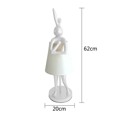 Golden bathing rabbit resin table lamp bedroom decor