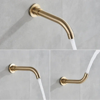 Golden bathtub faucet with hand shower – bathroom wall mount rotating spout