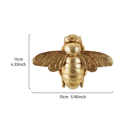 Golden bee resin wall hanger living room insect decor