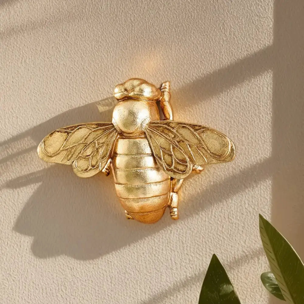 Golden bee resin wall hanger living room insect decor