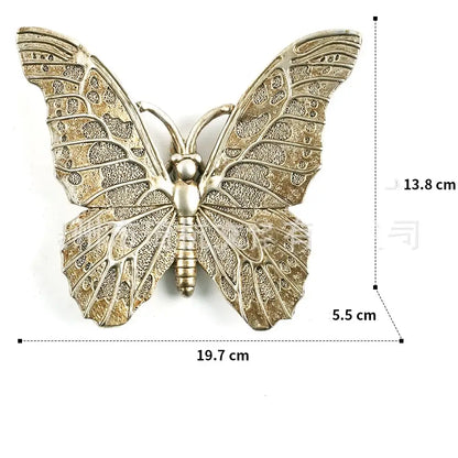 Golden bird and butterfly resin wall decor for living room
